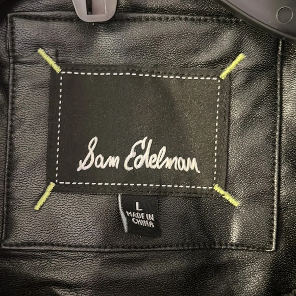 Sam Edelman Size Large Black Faux Leather Quilted Jacket‎ - Picture 3 of 12